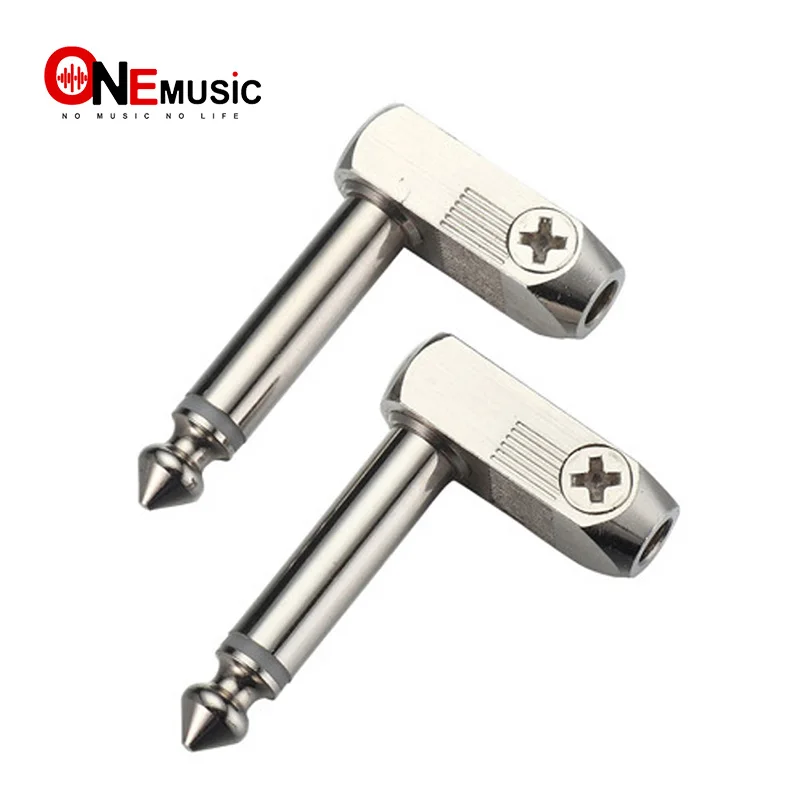 

12Pcs DIY Angle Audio Solderless 6.35 Mono Plug Solder Free Plug guitar connector Chrome