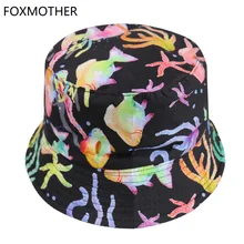 FOXMOTHER Новая морская звезда рыбий узор ведро шляпы охлаждающая крышка Пляж Лето солнце шапки для рыбака женщин мужчин