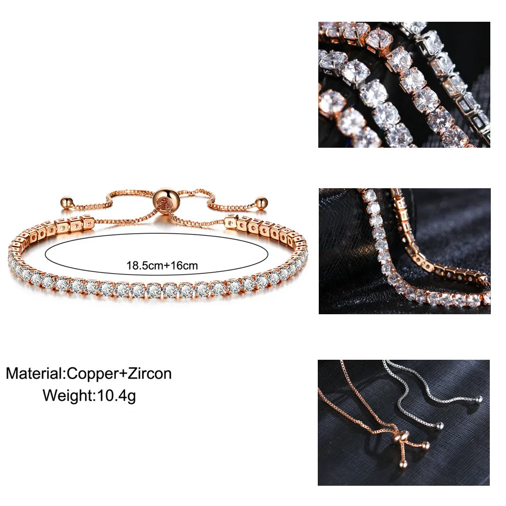 17MILE Fashion Crystal Charm Bracelets For Women Rose Gold Color B...