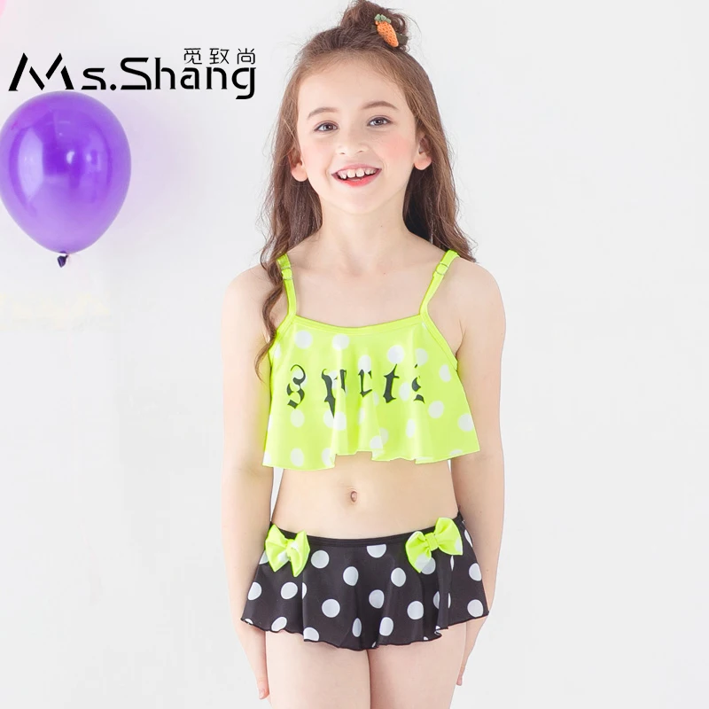 Traje de baño para niña lunares 2019, traje de baño para niños de piezas, conjunto Bikini bonito para niño traje de baño para niña de 3 a 12