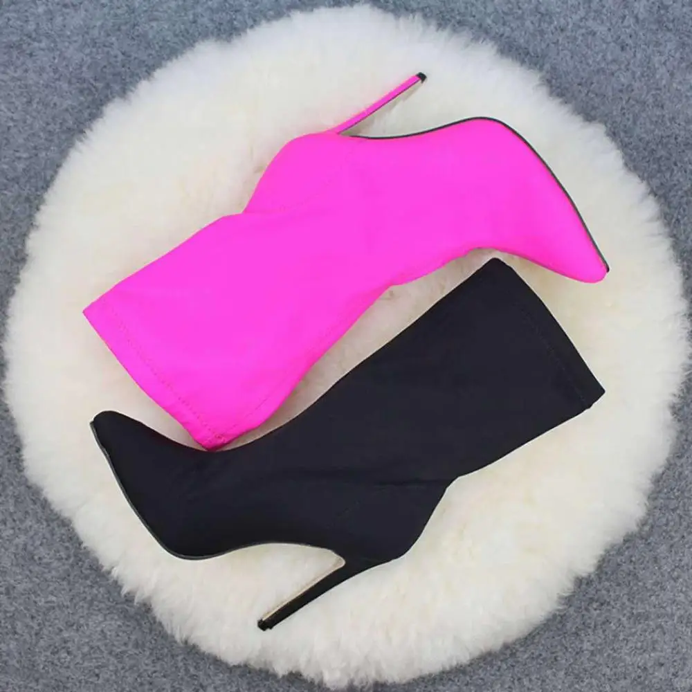 

High Stiletto Heels Elastic Boots Lycra Boot 2019 Spring Summer Autumn Women Sexy Pointy Toe Stocking Sock Shoes Pumps