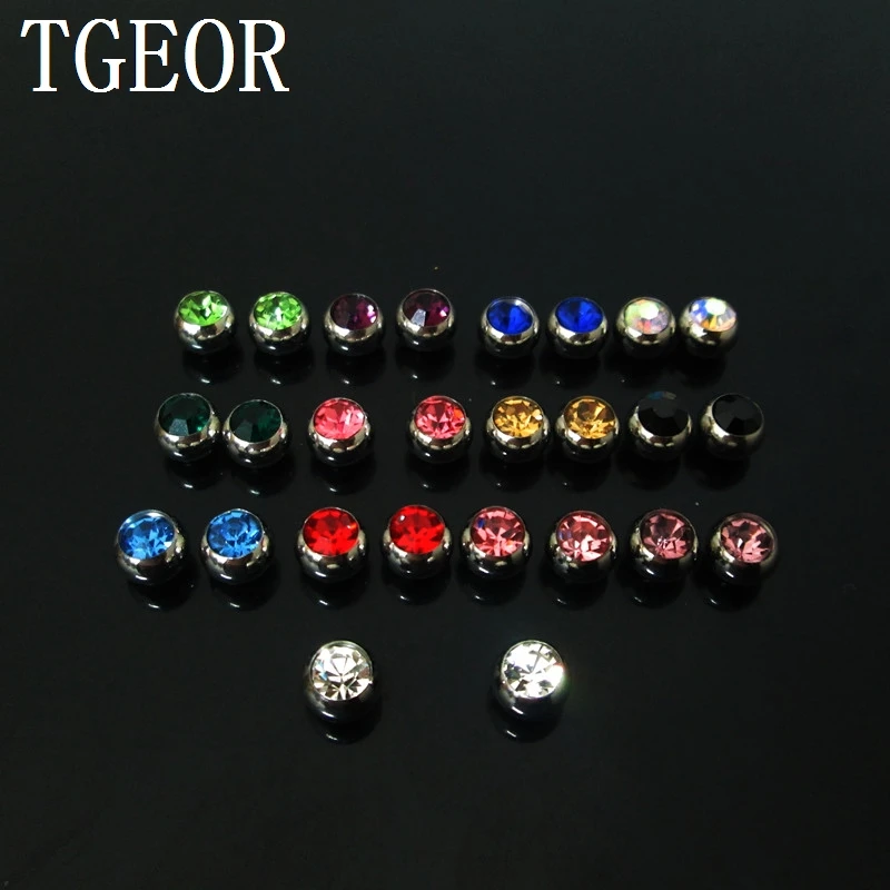 Hot wholesale body jewelry parts 100pcs mixed 13 colors 1.6*6mm gem