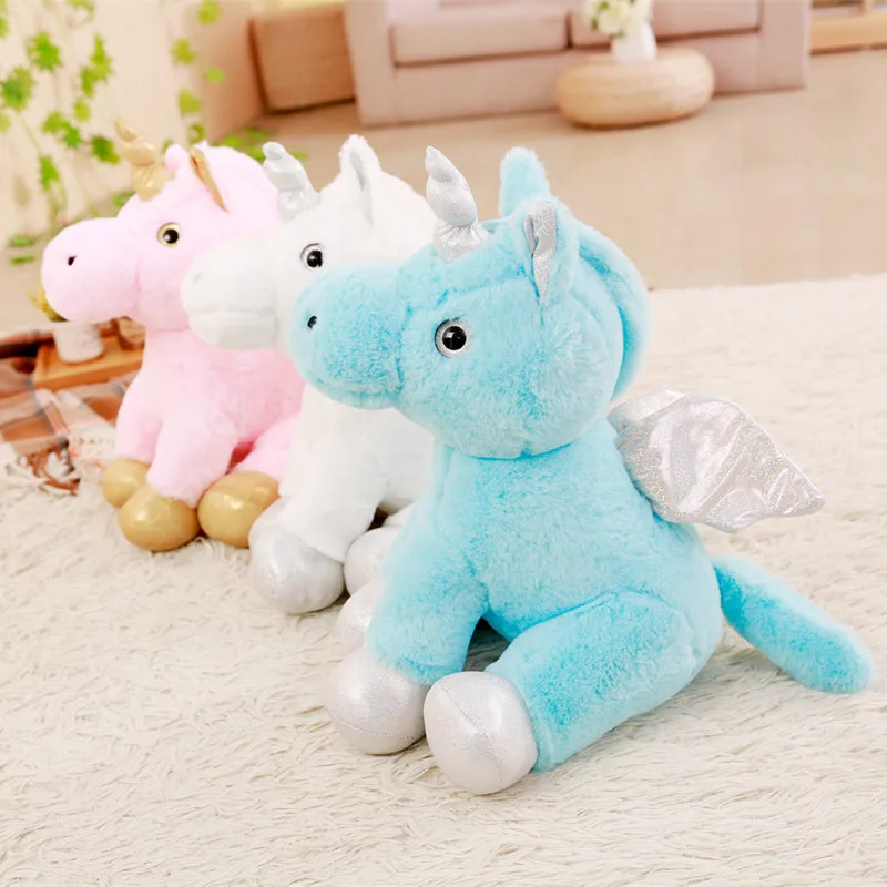 Miaoowa 1pc 40cm Kawaii Soft Plush Horse with Wings Staffed Cute Animal Cartoon Unicorn Plush Toys Lovely Kids Doll Pillow Gift