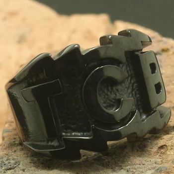 

316L Stainless Steel Cool TCB Black Biker Ring