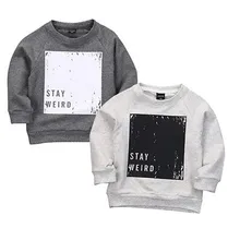 2016 Fashion Hip-hop Baby Boys Pullover Tops Long Sleeve Sweatshirt Toddler Clothes Grey