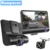 Kampacar 3 Della Macchina Fotografica Dell’automobile Dvr Per Auto Dash Cam 4 Pollici di Schermo Dvr Con Due Telecamere Posteriore Tre Lens Registrator auto Video Recorder