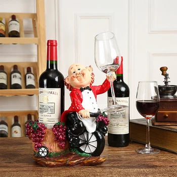 

Creative chef high - grade decoration of the bottle holder resin creative wine shelf wine holder cabinet statues Home wedding
