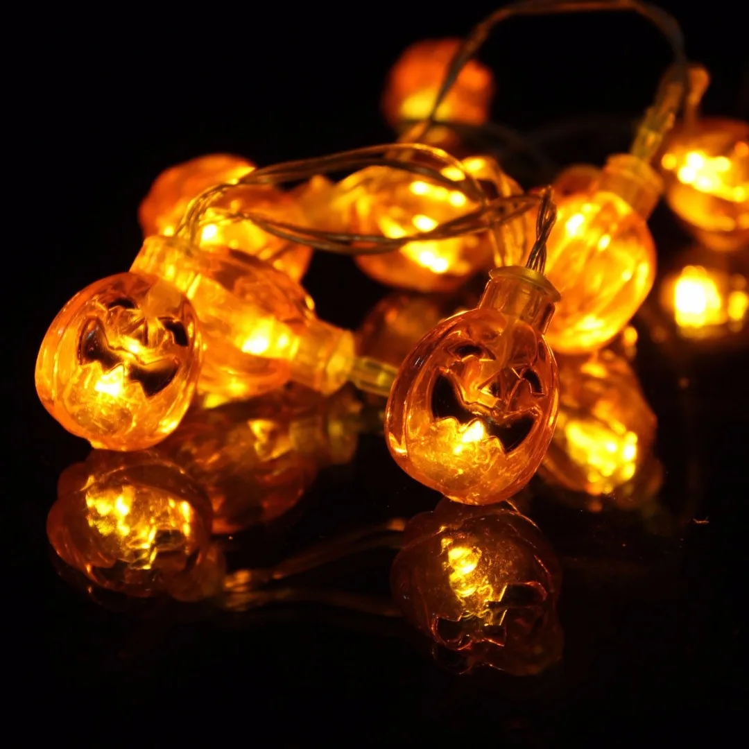Newest  Novel 10 Pumpkin Heads Halloween Lights String Lantern Hanging Home Garden Decoration