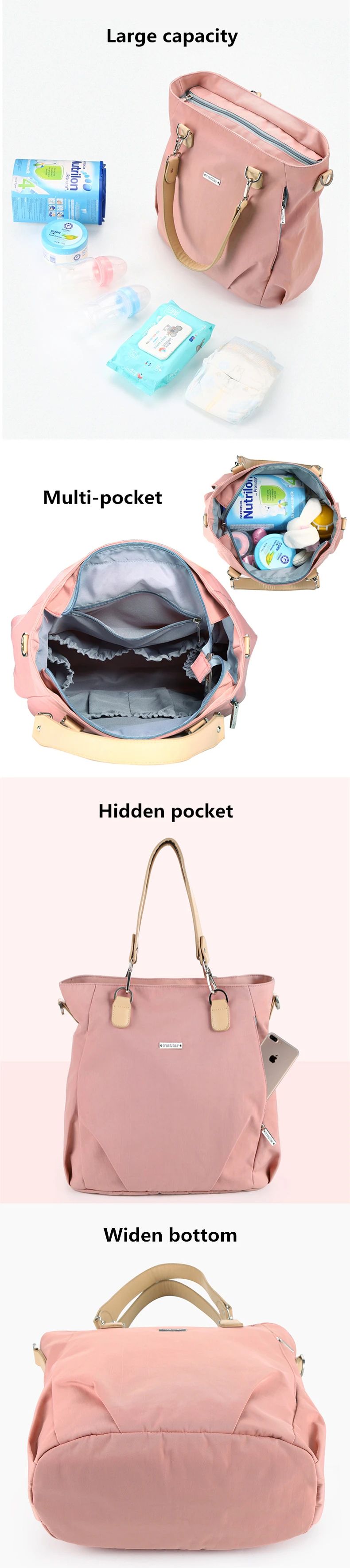 Мульти-карманный подгузник сумка для ребенка подгузник бутылка ткань многоцелевая мама Материнство сумка для коляски женские сумки на