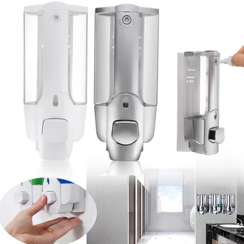 

Liquid Soap Dispenser Wall Mount 350ml Bathroom Accessories Detergent Shampoo Dispensers Double Hand Soap Bottle Kitchen Tools