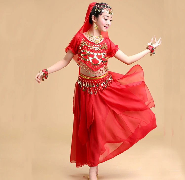New Kids Belly Dance Costume Children Dance Costumes Girl Belly Dance Dancer Clothes Kid Indian Dance Costumes For Kids 4pcs/set