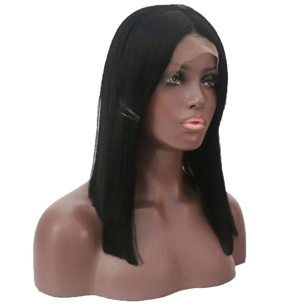 

Factory price 1pc Women Fashion Lady Black Short Straight Hair 30cm Lace Inner Net Cosplay Party Wigs Stand Stocked Feb27