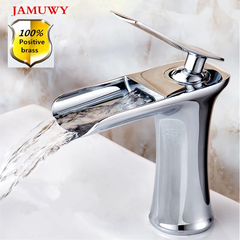 Jamuwy New Chrome Bathroom Sink Faucet Silver Deck Installation
