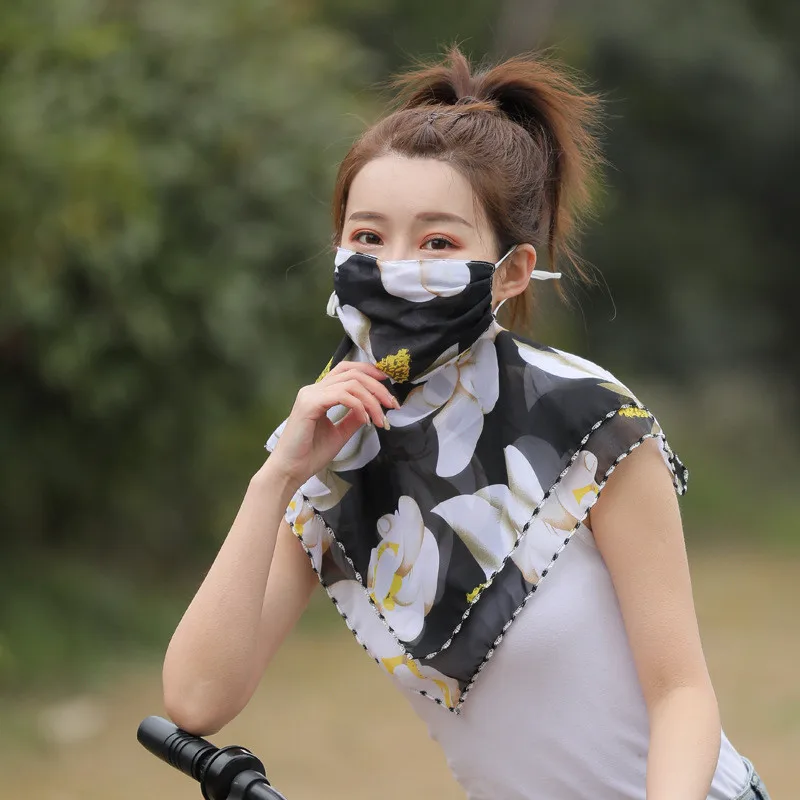 Лидер продаж Новинка весны Летний Шелковый шарф женский наушник маска защита шеи солнцезащитный крем наружное Для женщин шарф маска для