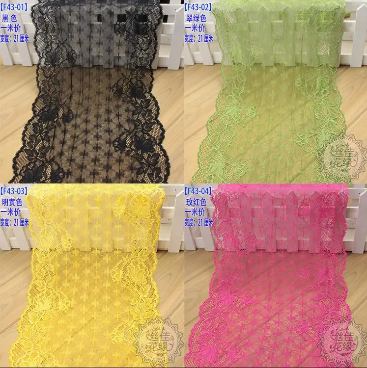 

1 Meter/lot 21cm Elastic Lace Ribbon DIY Lace Trim Fabric Embroidered Colored Lace Trimmings for Crafts Sewing Accessories