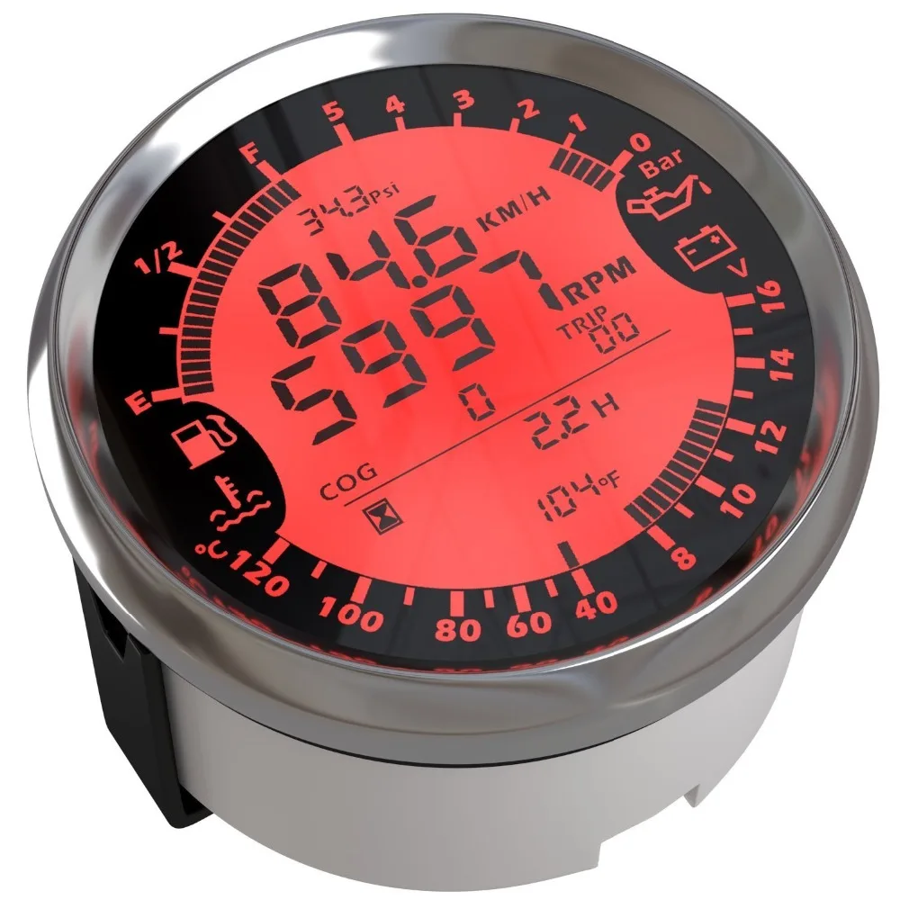 US $104.99 Universal 85mm 6 In 1 MultiFunctional Auto Gauges Gps Speedometer Tachometer Fuel Level Water Voltmeter Temp Oil Pressure 5bar