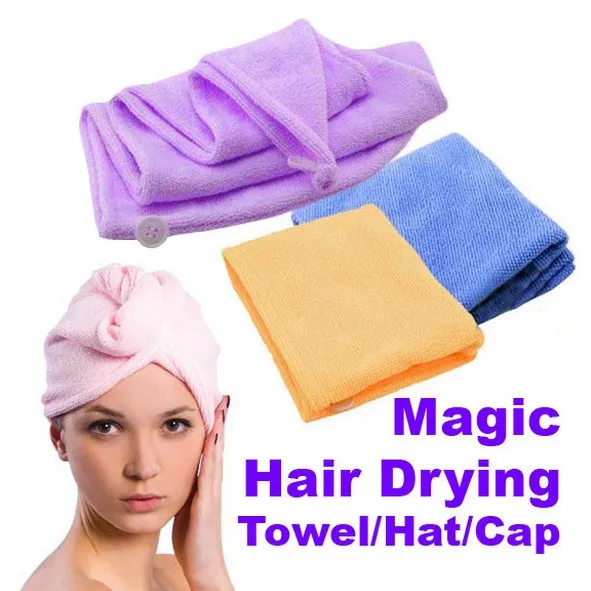 Горячая микрофибра полотенце быстросохнущие волосы Волшебная Сушка Тюрбан Обернуть шляпу шапки для купания