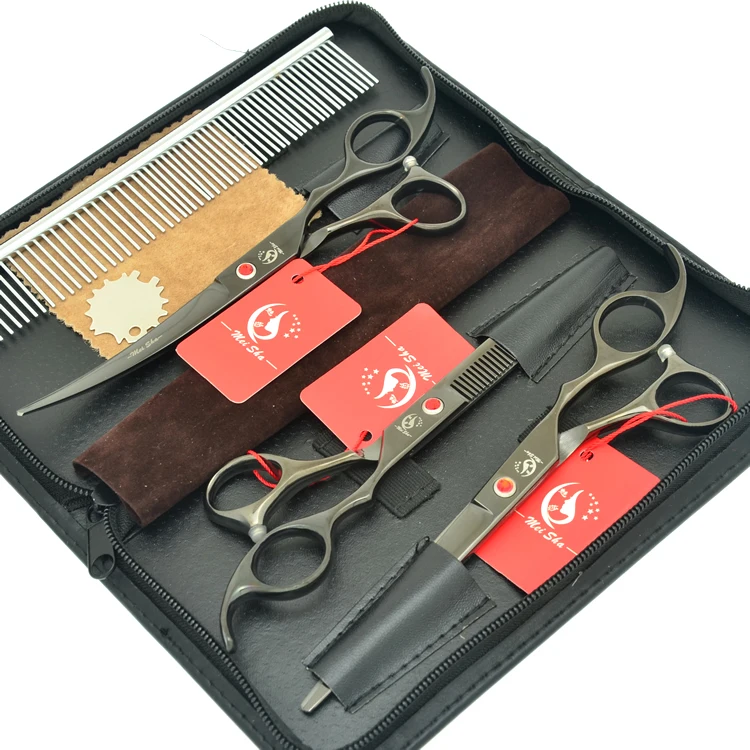

Meisha 7 inch Pet Grooming Scissors Set Japan 440c Dog Thinning Shears Curved Clippers Tesouras for Groomer HB0127