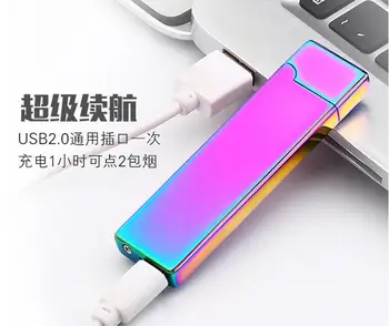 

1pcs 2016 Usb charging ultra-thin windproof lighters double arc pulse arc creative usb electronic cigarette lighter