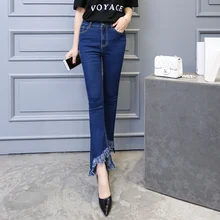 Корейская мода тонкий кисточкой Джинсы для женщин, популярные Повседневное женские джинсовые штаны карандаш Джинсы для женщин Брюки для девочек повседневные джинсы w3128