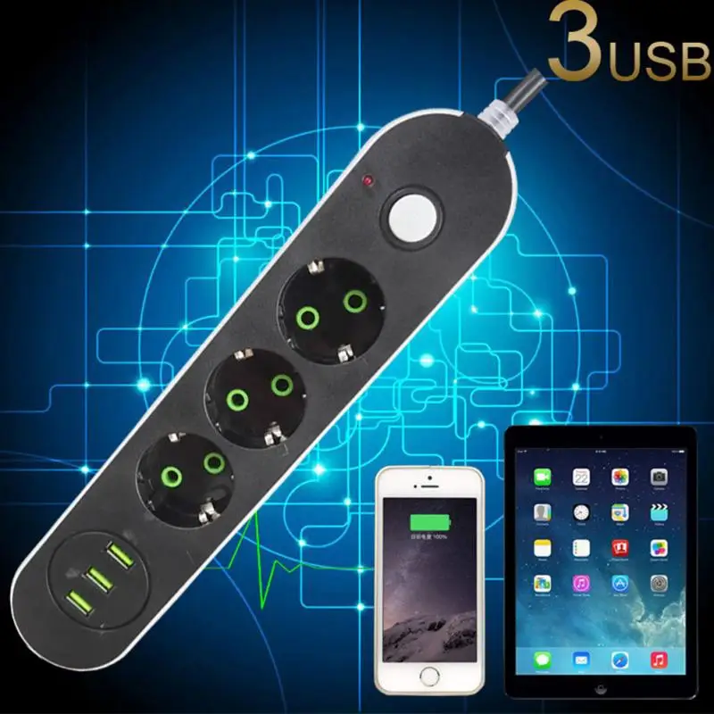 

3 Pors/4 Ports Switch EU Socket Multi Plug Durable Smart Space Saving Sockets