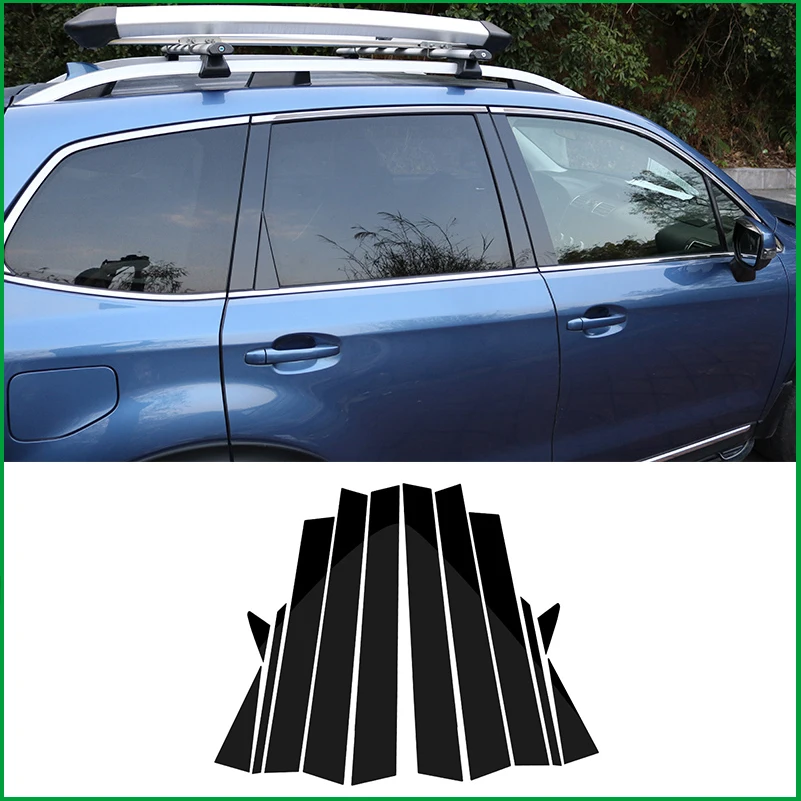 

For Subaru forester 2013-2018 Windows column Frame Black Sequin Cover PC Sticker Trim 12 PCS Car Styling Auto Parts