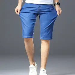 Новые мужские моющиеся удобные джинсовые брюки молодежные тонкие прямые хлопковые флисовые повседневные шорты