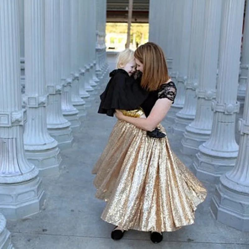 Womens Midi Gold Sequins Skirt, Gold Skirt, Sequins twirl skirt, wedding skirt, cocktail dress, Plus size