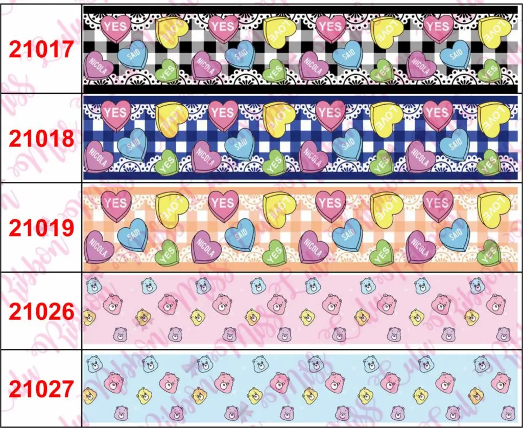 16 мм-75 мм Япония мультфильм серии сердце проверить напечатанный Grosgrain/Foe лента медведь кошка кролик DIY Волосы Bowknots 50 ярдов/рулон