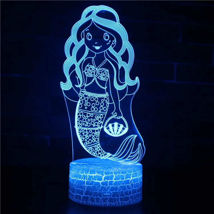 Балетки для девочек Русалка Цвет изменения привели 3D Иллюзия визуальный ночник Творческий Спальня украшения Light Новинка лампы подарок сувенир - Испускаемый цвет: mermaid 1