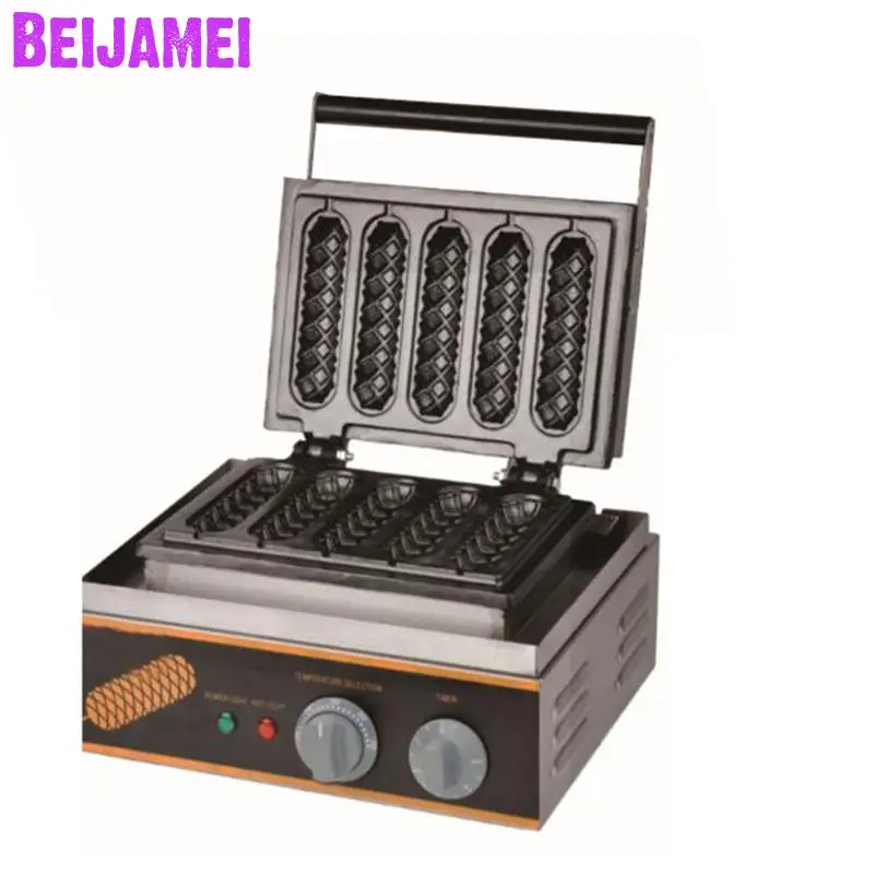 

BEIJAMEI 110v 220v electric 5 waffle stick maker machine commercial lolly waffle making machine price