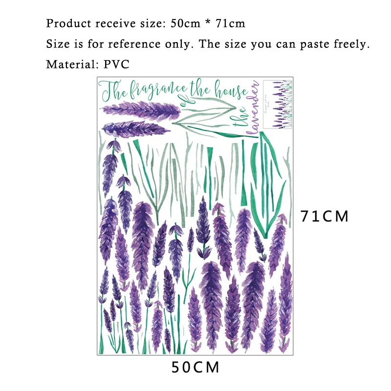 Purple lavender Wall Sticker Living room background home decoration Art Decals romantic Flower stickers Kick line Mural