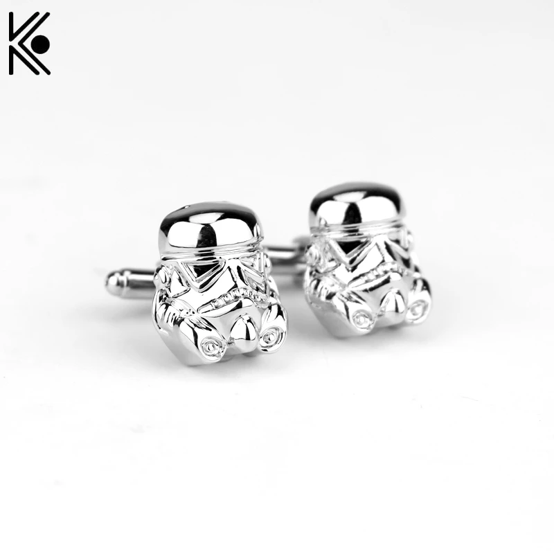 

Star Wars Galactic Empire Imperial Stormtrooper Enamel Mask Brand Cufflinks Silver Plated Cuff Links Cufflinks For Mens gift