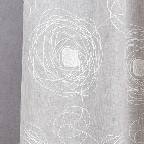 Современные Искусственные льняные занавески из полупрозрачной ткани, вышитые занавески для кухонной двери, короткие готовые Цветочные дизайнерские Необычные занавески - Цвет: Beige