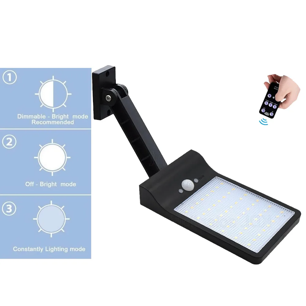 remote control rotate bracket solar street light 48 LED Solar Powered Wall Light PIR Motion Sensor Street Outdoor IP65 Waterproo