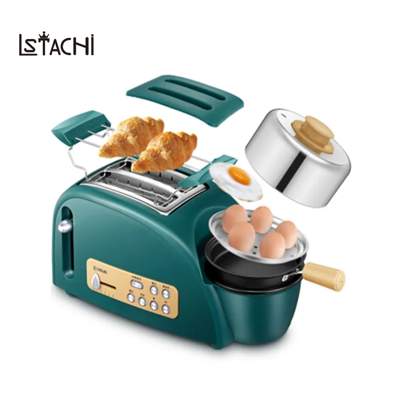 

LSTACHi 2 Slices Toaster Bread Maker 5 Baking Stall Multifunction Breakfast Machine 2 Safety Protection/Thawing/Reheat Function