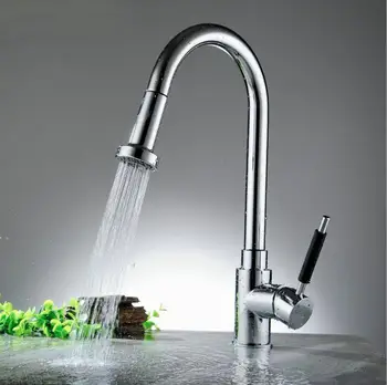 

Silver/Black Kitchen faucet Mixer Cold Hot Kitchen Sink pull out Tap Single Hole Water Tap torneira cozinha JM4410