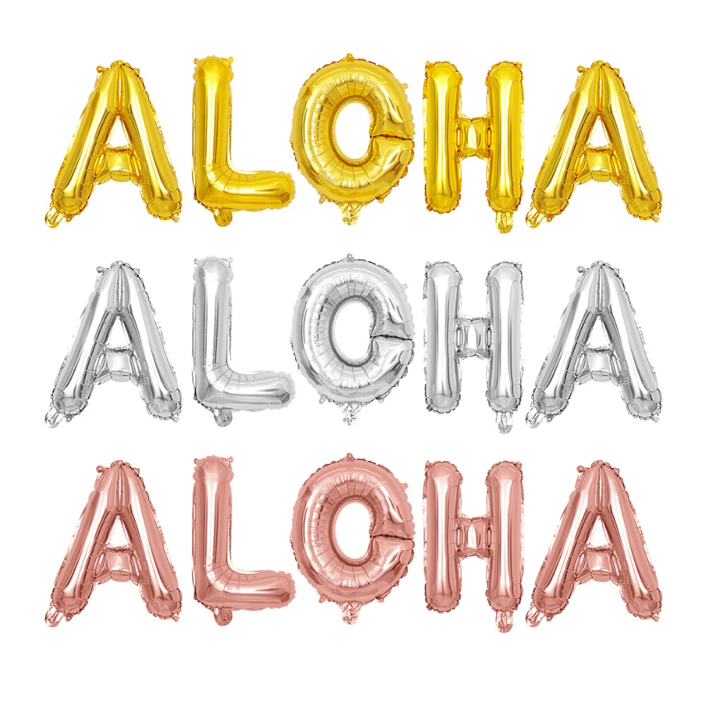 5Pcs-SET-ALOHA-Gold-Silver-Foil-Letter-Helium-Balloons-Hen-party-Banner-Aloha-Tropical-Beach-Party
