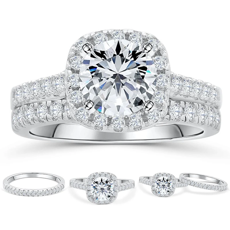TONGLiN, натуральная 925 пробы, серебряное ювелирное изделие, обручальное кольцо для невесты, наборы колец из розового золота, обручальные кольца для женщин, кольца anillo