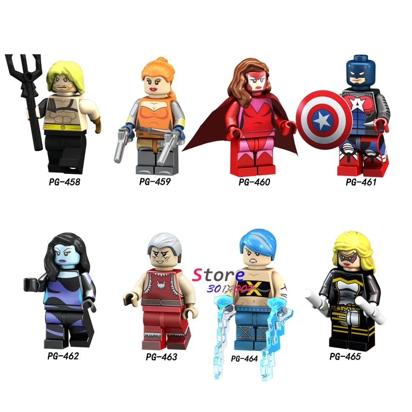 

Single Super Hero Elsa Bloodstone Aquaman Scarlet Witch Captain America inque snowflame Figure building block toys for children