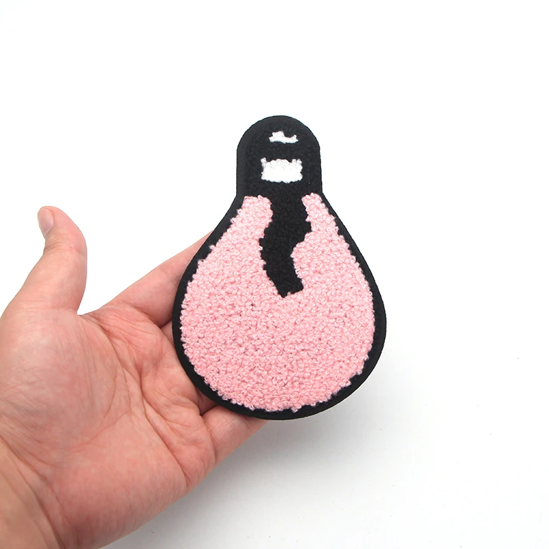 

10pcs/lot Towel Embroidered Patches for Clothes Iron on Applique Brand DIY Hotfix Motif Applique Cartoon Pink Light Bulb SC3822