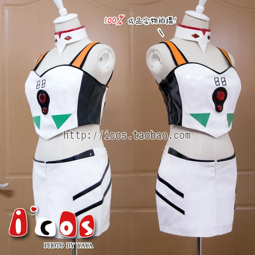 

Anime Neon Genesis Evangelion Cosplay Ayanami Rei Cos Halloween Party Full set 4in1(Top+Skirts+Neck ring + Gloves)