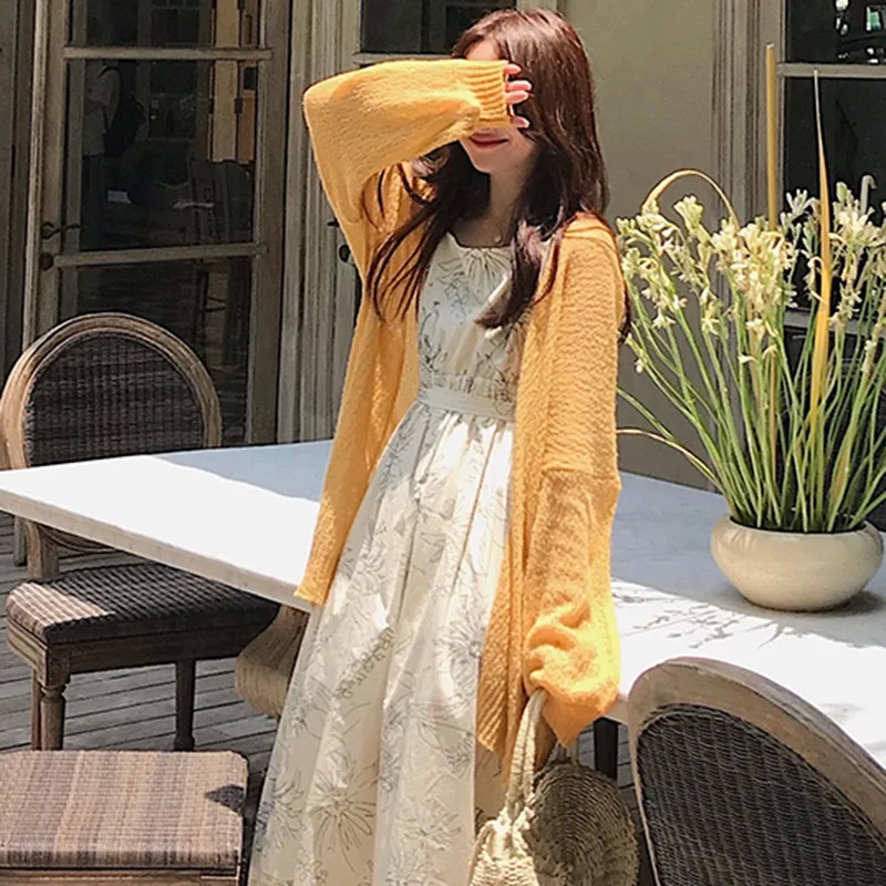 

B Kimonos for Women Summer Ladies Knitted Blouse Cardigans Female Casual Blouses Sweet Solid Loose Long Sleeve Blusas Shirt 2019