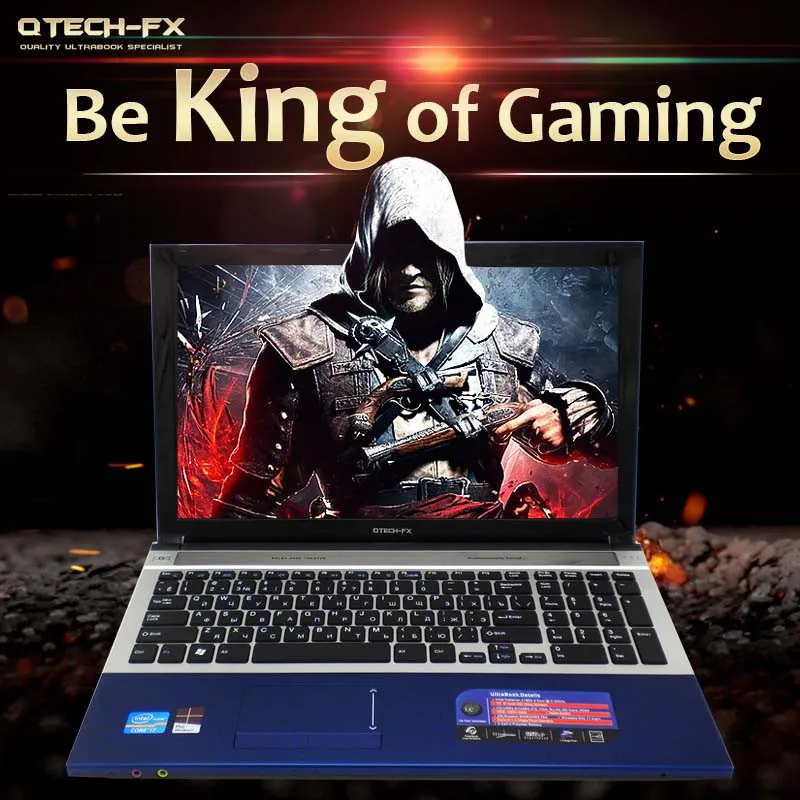 i7 Gaming Notebook 15.6&quot 8GB RAM SSD 256GB /64/128G + 1TB HDD DVD Fast CPU Metal Laptop Arabic AZERTY Spanish Russian Keyboard |