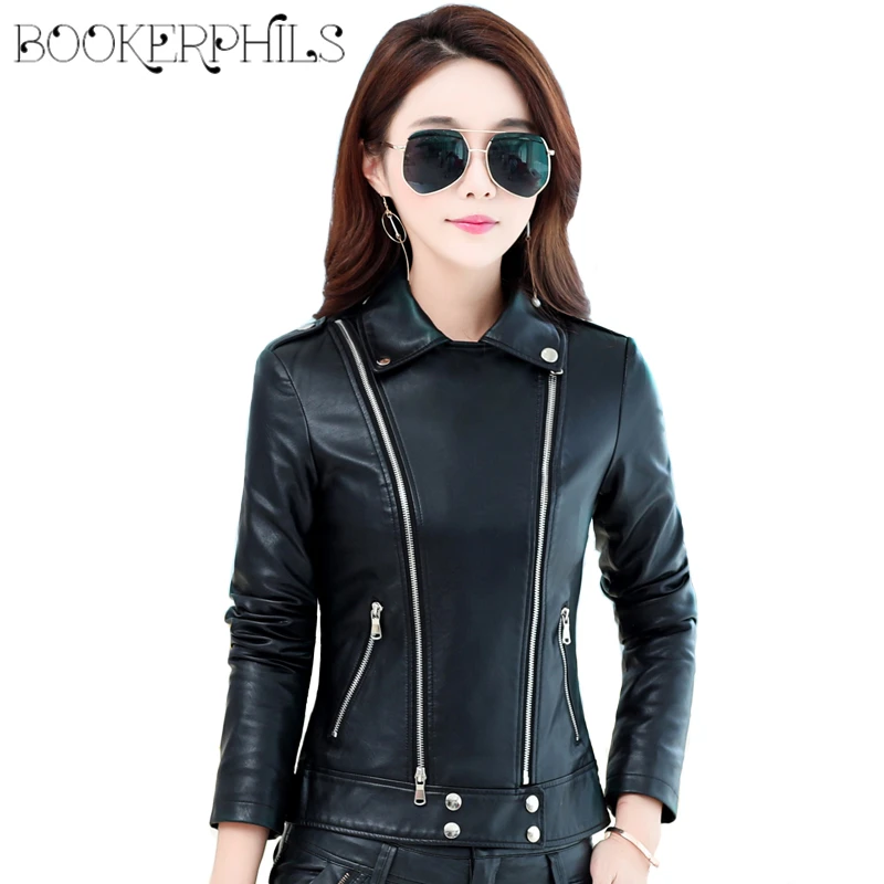

2017 Plus Size Autumn Women Leather Jacket Slim Women's Outerwear Fashion Basic Jacket Zipper Long Sleeve winter moto jacket