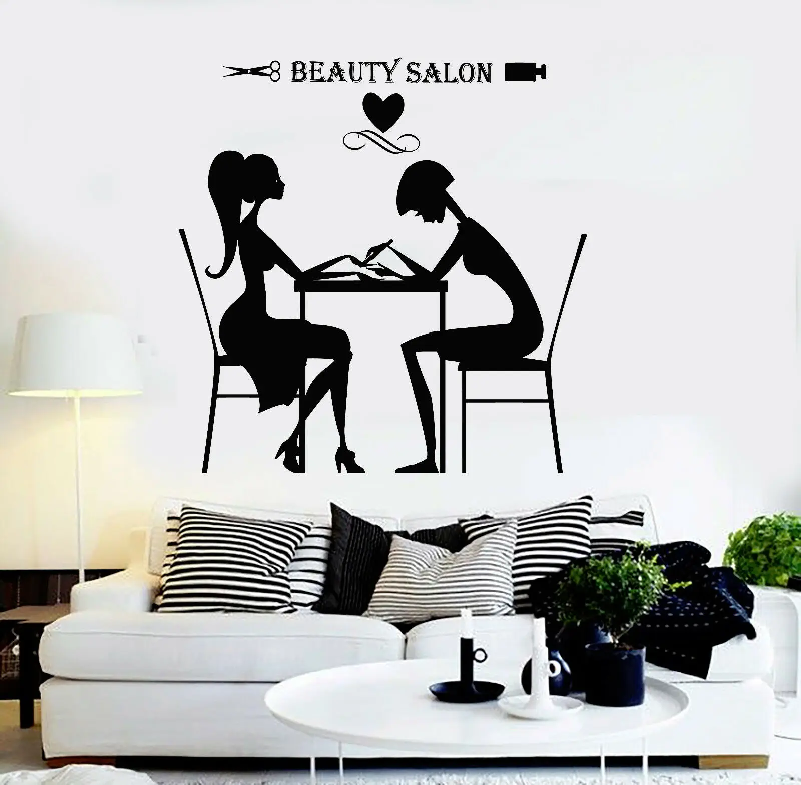 

Beauty Wall Sticker Beauty Salon Hair Stylist Nail Spa Stickers Fashion Pattern Wall Sticker LX321