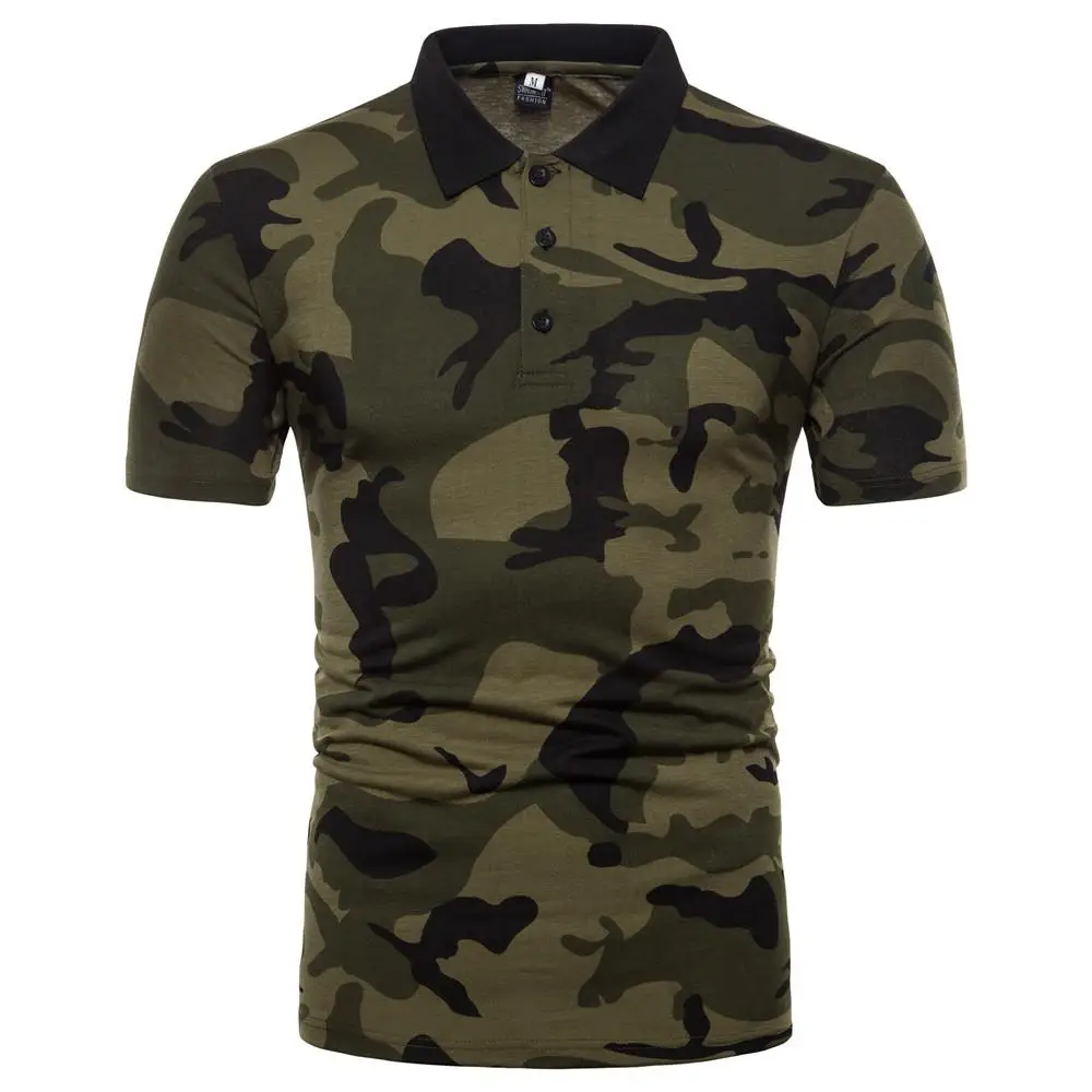 

Camouflage Men Polo Shirt Short-sleeved Polo Shirt Men's Clothing Tops Tees Army green Coffee