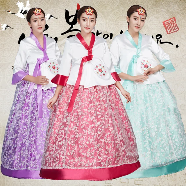 3 colors Embroidery korean traditional dress hanbok korean national ...