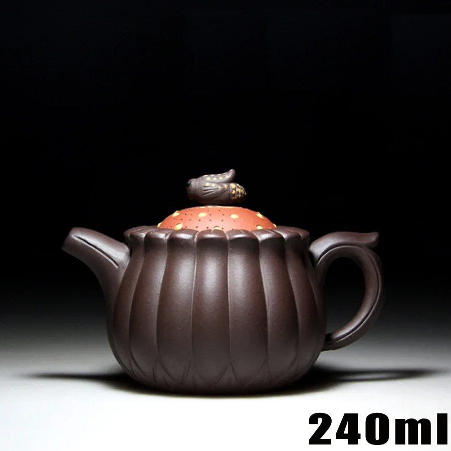 

Hot Sale Purple Clay Teapot Yixing Teapots Ceramic 240ml Chinese Handmade Kung Fu Set [Bouns 3 Cups] Zisha Porcelain Kettle Sets