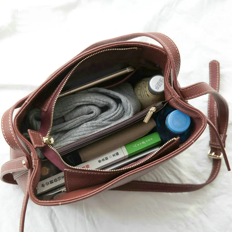 VENOF grande capacité femmes sac à bandoulière en cuir véritable mode élégant sac fourre-tout femme